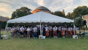 Orchestra standing for bows at the 2021 DSO Pops Concert